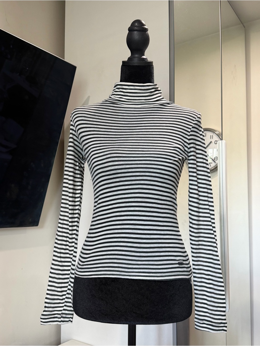 Urban Outfitters BDG Tommy Sheer Striped Mock Neck Long Sleeve Top